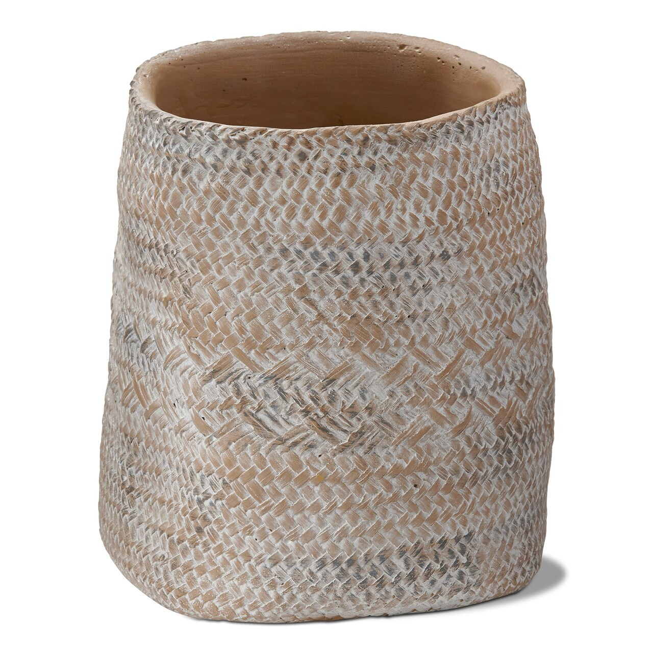 Maya Cement Basket Planter 9.0L x 9.0W x 9.8H inches holds up to an 6" drop in plant.
